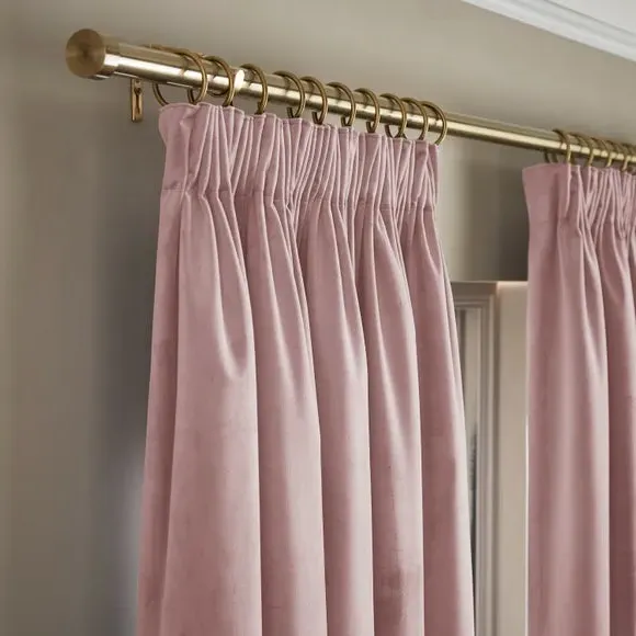 Pencil Pleat Curtains Fully Lined - Blush, Velour