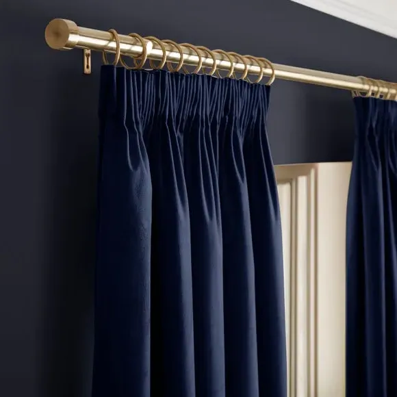 Pencil Pleat Curtains Fully Lined - Ink, Velour