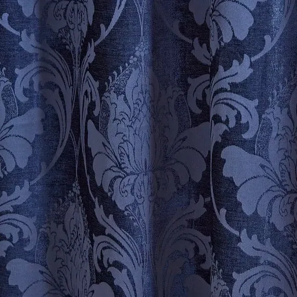 Pencil Pleat Curtains Fully Lined - Navy, Chenille