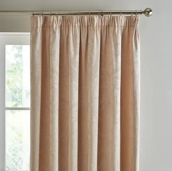 Pencil Pleat Curtains Fully Lined - Pink, Chenille