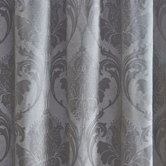 Pencil Pleat Curtains Fully Lined - Silver, Chenille