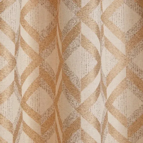 Pencil Pleat Curtains Geometric - Natural, Jacquard