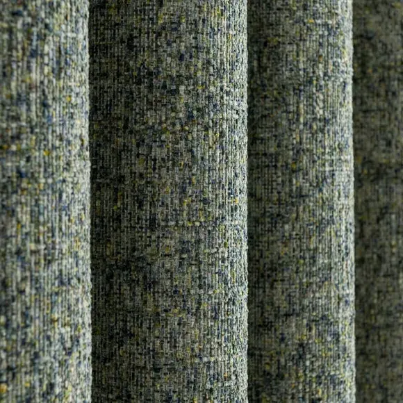 Pencil Pleat Curtains - Green, Chenille
