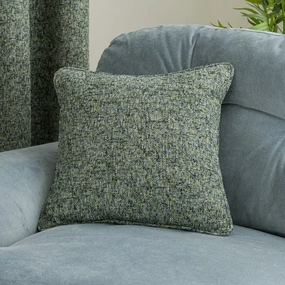 Pencil Pleat Curtains - Green, Chenille