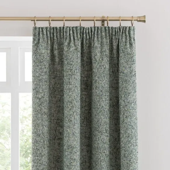 Pencil Pleat Curtains - Green, Chenille image