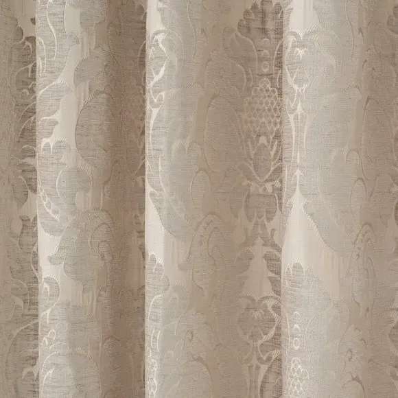 Pencil Pleat Curtains Lined - Natural, Jacquard