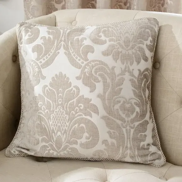 Pencil Pleat Curtains Lined - Natural, Jacquard