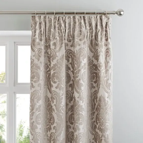 Pencil Pleat Curtains Lined - Natural, Jacquard image