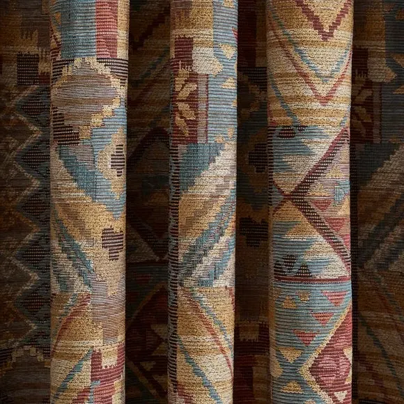 Pencil Pleat Curtains Lined - Red, Chenille
