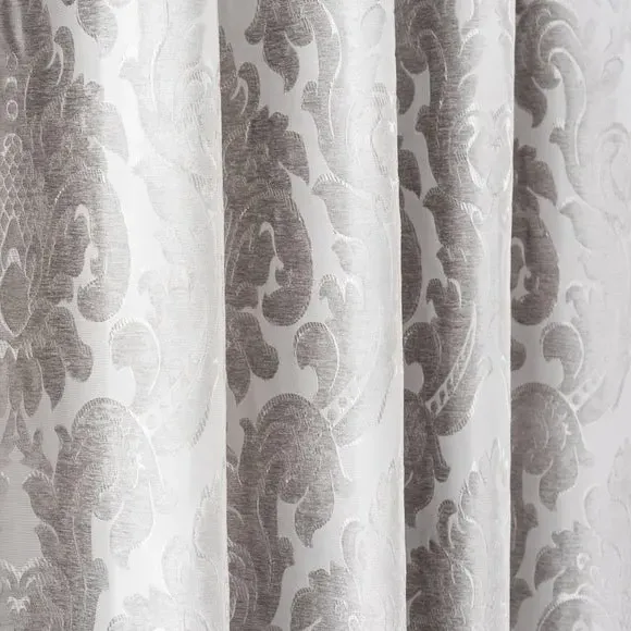 Pencil Pleat Curtains Lined - Silver, Jacquard