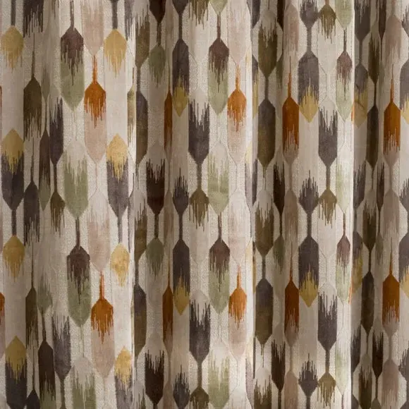 Pencil Pleat Curtains - Natural, Cut Velvet
