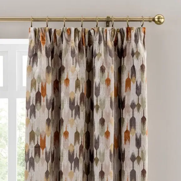 Pencil Pleat Curtains - Natural, Cut Velvet image