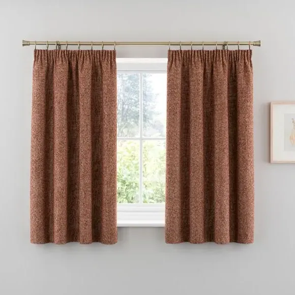 Pencil Pleat Curtains - Rust, Chenille