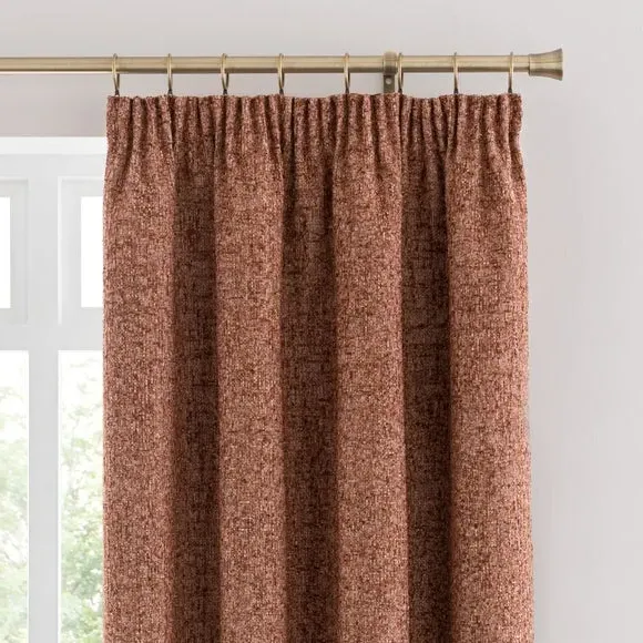 Pencil Pleat Curtains - Rust, Chenille