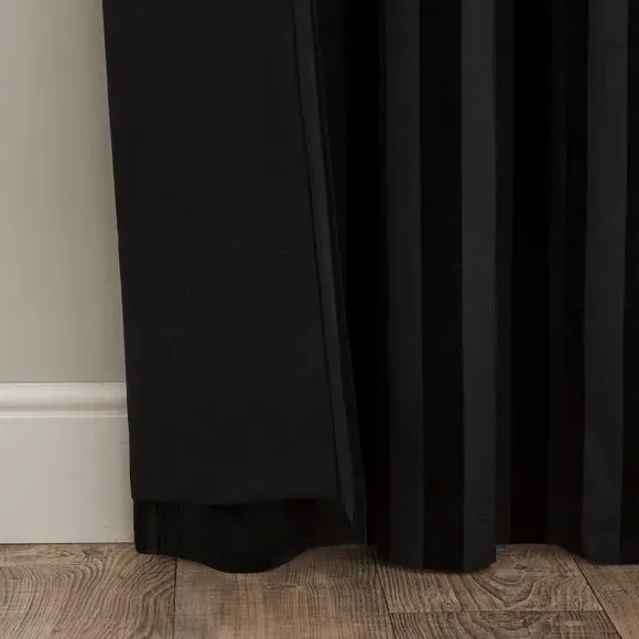 Pencil Pleat Curtains Stripe - Black, Velour