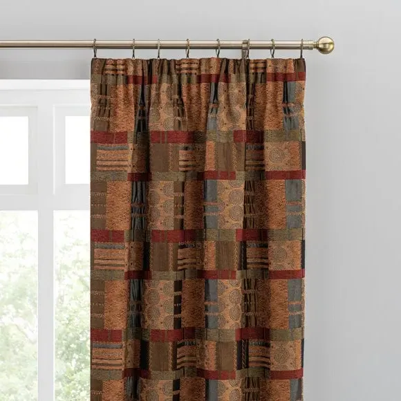 Pencil Pleat Curtains - Terracotta, Chenille image
