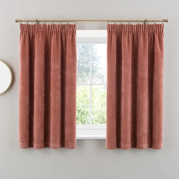 Pencil Pleat Curtains with Basketweave - Clay