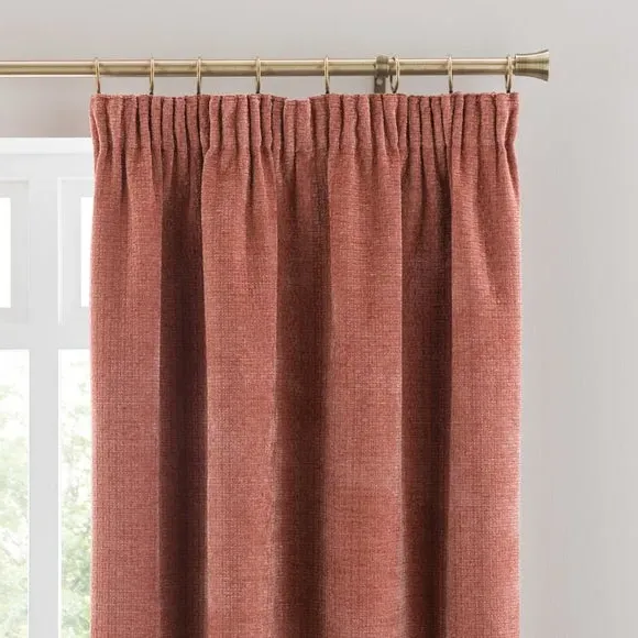 Pencil Pleat Curtains with Basketweave - Clay image