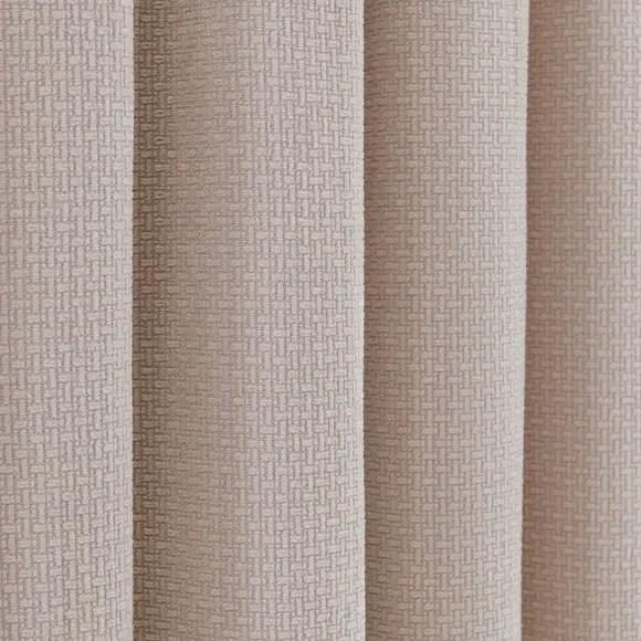 Pencil Pleat Curtains with Basketweave - Cream