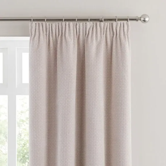 Pencil Pleat Curtains with Basketweave - Cream