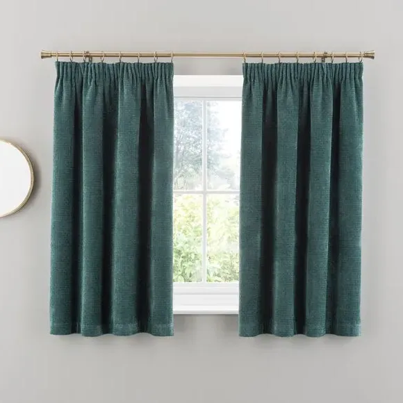 Pencil Pleat Curtains with Basketweave - Dark Teal