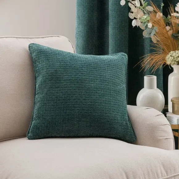 Pencil Pleat Curtains with Basketweave - Dark Teal