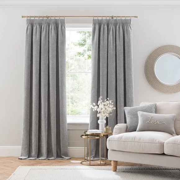 Pencil Pleat Curtains with Basketweave - Silver