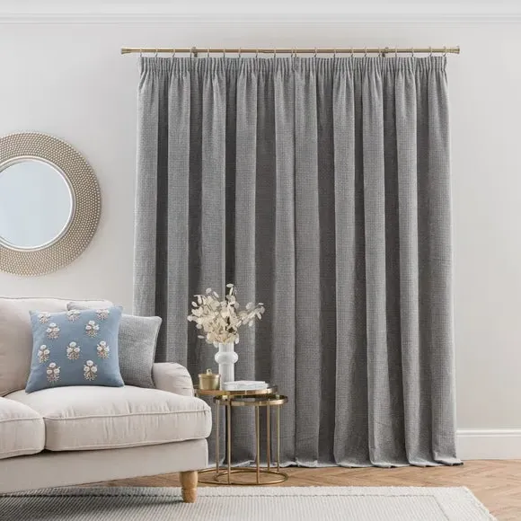 Pencil Pleat Curtains with Basketweave - Silver