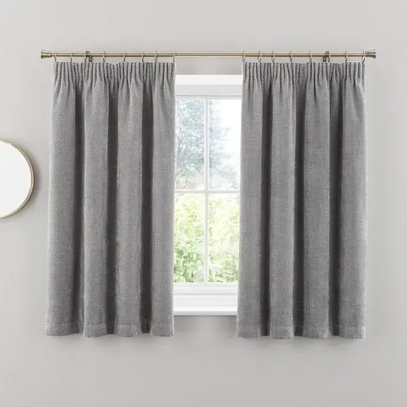Pencil Pleat Curtains with Basketweave - Silver