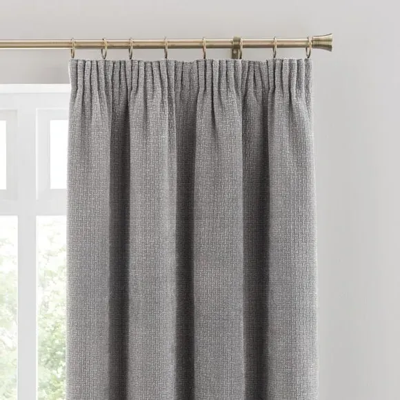 Pencil Pleat Curtains with Basketweave - Silver
