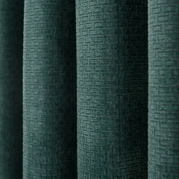 Pencil Pleat Curtains with Basketweave - Teal