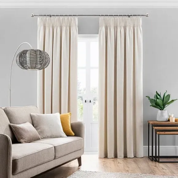 Pencil Pleat Curtains with Eyelets - Ecru