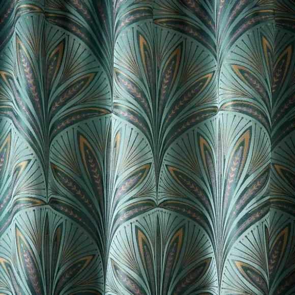 Pencil Pleat Curtains with Fan Design - Green