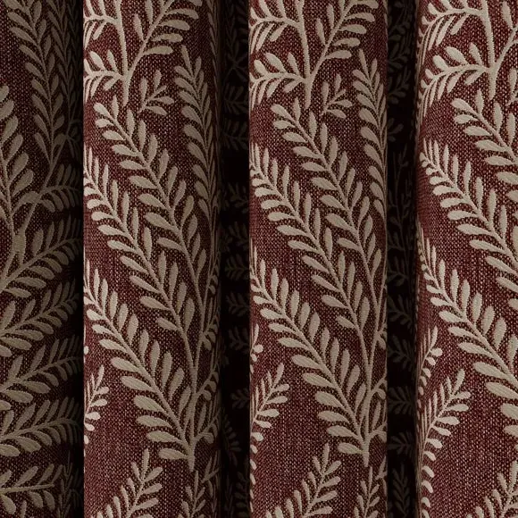 Pencil Pleat Curtains with Fern Pattern - Clay