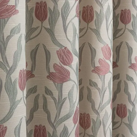 Pencil Pleat Curtains with Jacquard - Blush