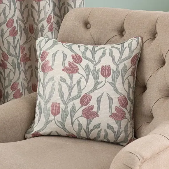 Pencil Pleat Curtains with Jacquard - Blush