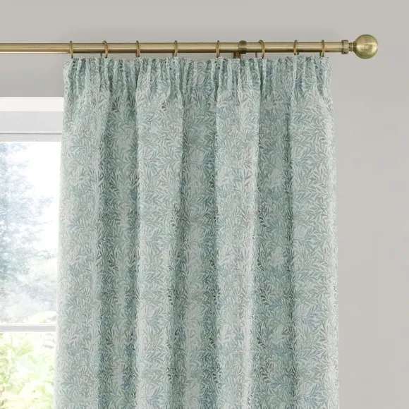 Pencil Pleat Curtains with Jacquard - Duck Egg image
