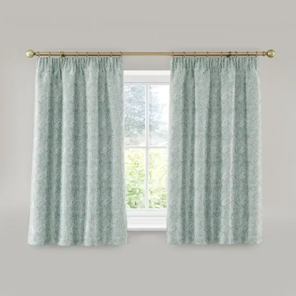 Pencil Pleat Curtains with Jacquard - Duck Egg