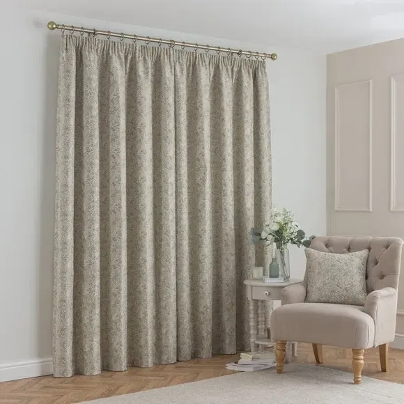 Pencil Pleat Curtains with Jacquard - Natural