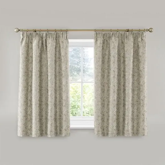 Pencil Pleat Curtains with Jacquard - Natural