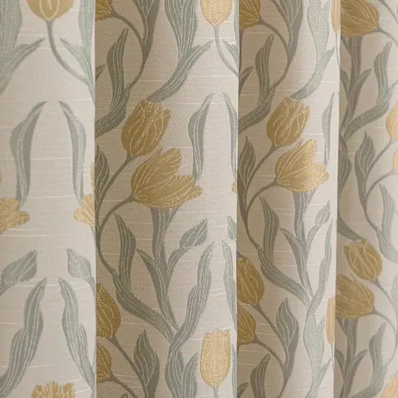 Pencil Pleat Curtains with Jacquard - Ochre