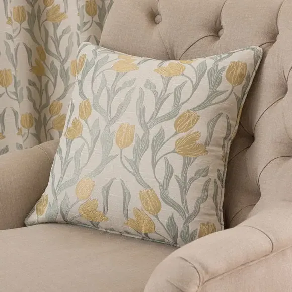 Pencil Pleat Curtains with Jacquard - Ochre