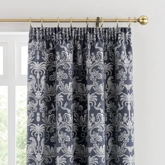 Pencil Pleat Curtains with Jungle Design - Blue image