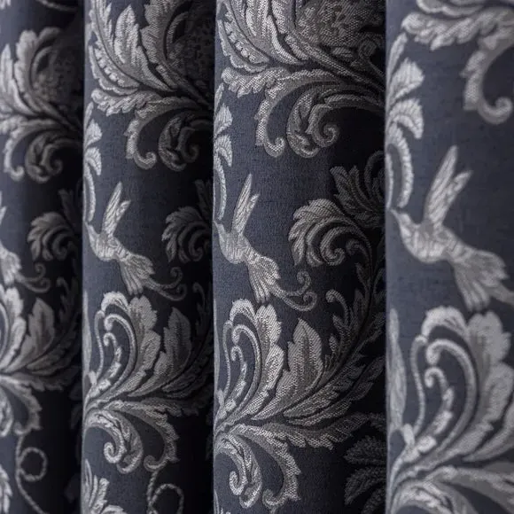 Pencil Pleat Curtains with Jungle Design - Blue