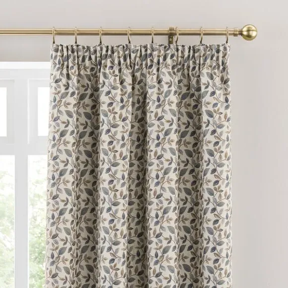Pencil Pleat Curtains with Lining - Blue image