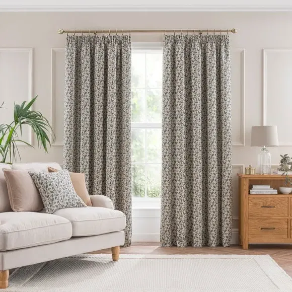 Pencil Pleat Curtains with Lining - Blue