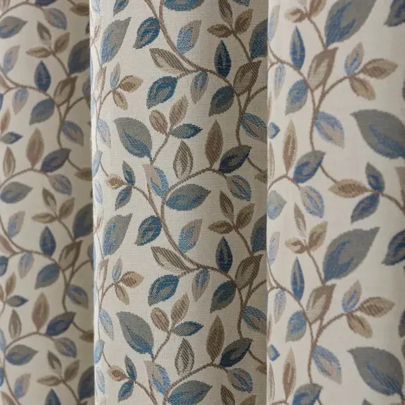 Pencil Pleat Curtains with Lining - Blue