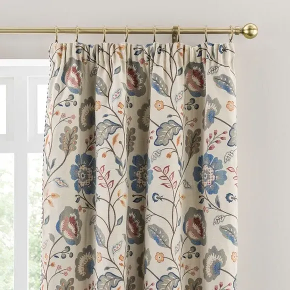 Pencil Pleat Curtains with Lining - Blue image