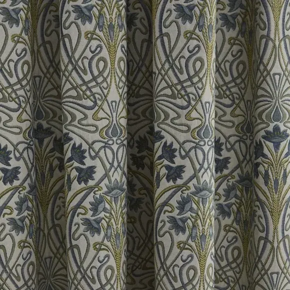 Pencil Pleat Curtains with Lining - Blue