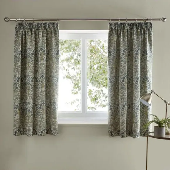 Pencil Pleat Curtains with Lining - Blue